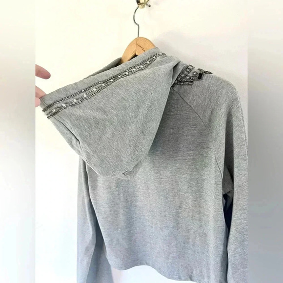 Love Sam Gray Beaded Sequin Wide Sleeve Embellished Hoodie Size Small - Picture 9 of 11